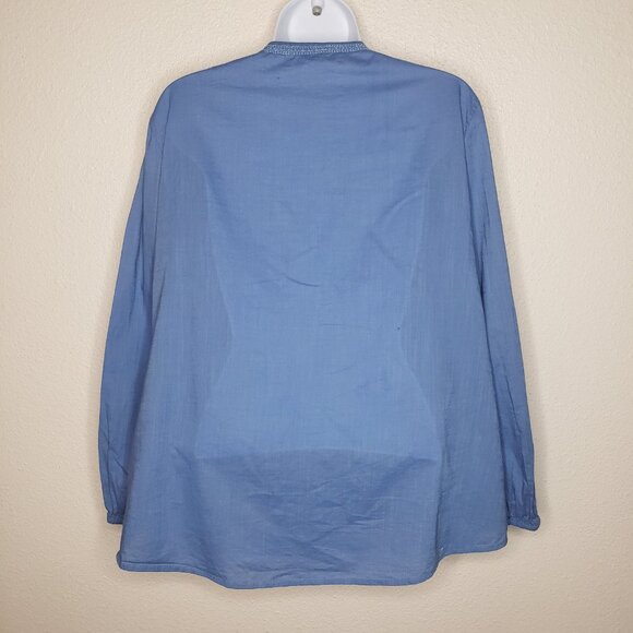 Mossimo Dutti Women's Sz M Blue Embroidered Blouse, Top - Picture 4 of 5